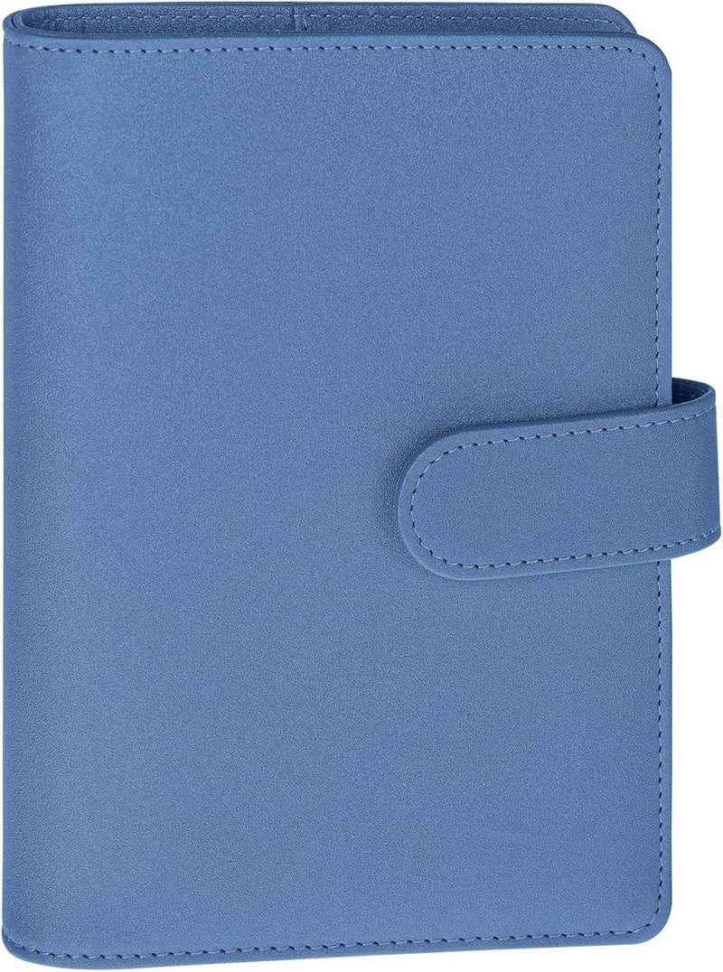 Antner A6 Notebook Binder Refillable 6 Ring Budget Binder Cover for A6 Refill Paper, PU Leather Budget Planner Organizer with Magnetic Buckle, Loose Leaf Personal Planner, Glitter Blue - Image 1