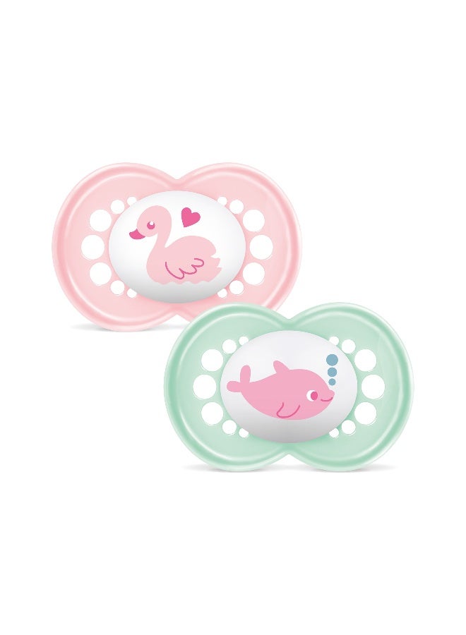 MAM Original Silicone Pacifiers for Babies 6+ Months, Girl , Pack of 2 - Image 1
