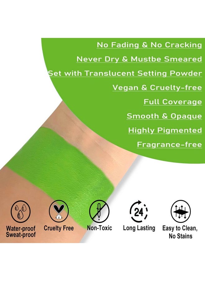 CCbeauty CCBeauty Light Green Face Body Paint Stick, Lime Green Eye Black for Sports, St. Patrick's Day Foundation, Goblin Hulk Shrek Hunting Camo Witch Makeup for Halloween Cosplay Costume Parties  - Image 2