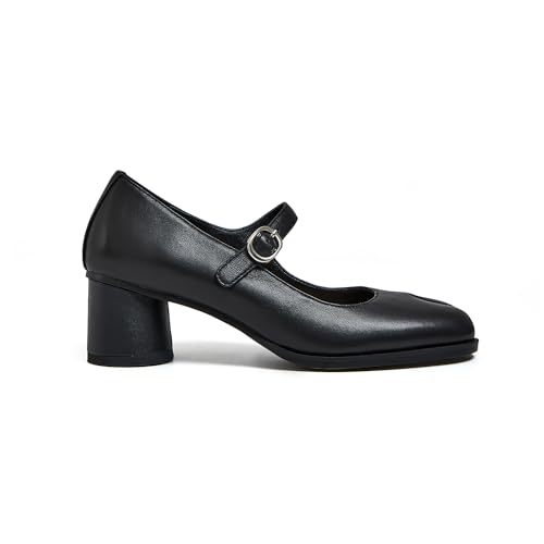 Cuctos Women Chunky Block High Heels Mary Janes Shoes Split Toe Tabi Shoes Ankle Strap Dress Pumps Shoes Black - Image 2