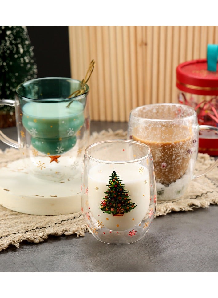 High Borosilicate Insulated Double-layer Cup With Handle Christmas Tree Wish Cup  - Image 2