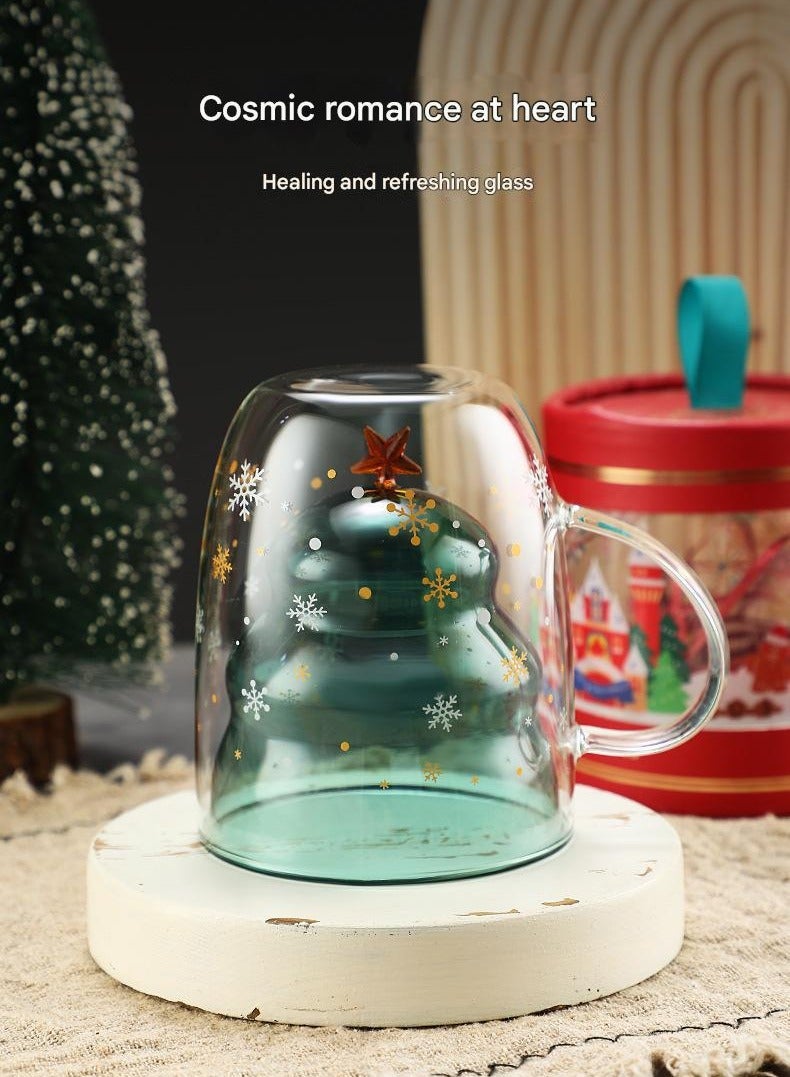 High Borosilicate Insulated Double-layer Cup With Handle Christmas Tree Wish Cup  - Image 3