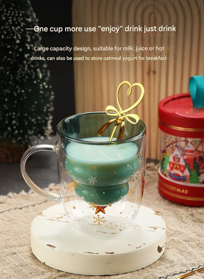 High Borosilicate Insulated Double-layer Cup With Handle Christmas Tree Wish Cup  - Image 5