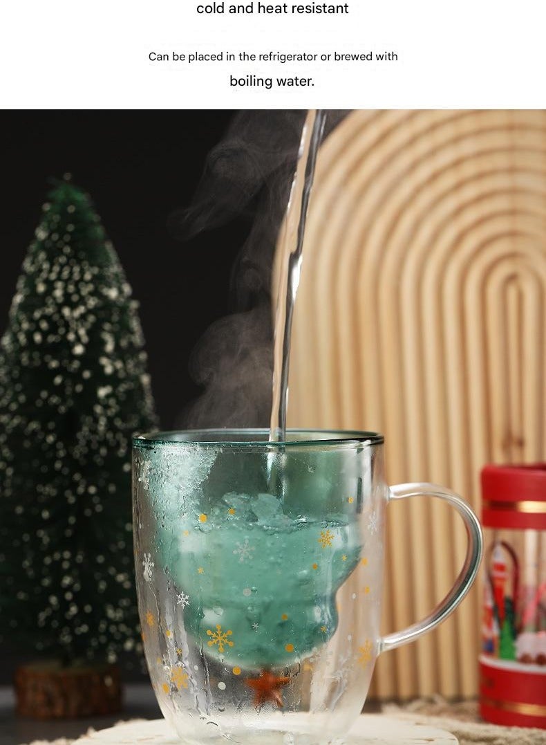 High Borosilicate Insulated Double-layer Cup With Handle Christmas Tree Wish Cup  - Image 4