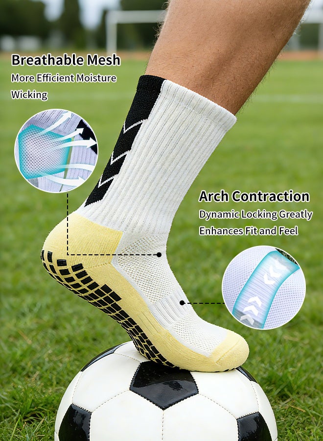 MAANGE 4Pairs Soccer Socks Anti Slip Athletic Socks Non Slip Football Basketball Socks with Grip Pads 2P black 2P white - Image 4