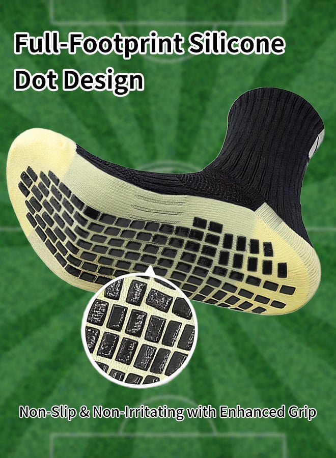 MAANGE 4Pairs Soccer Socks Anti Slip Athletic Socks Non Slip Football Basketball Socks with Grip Pads 2P black 2P white - Image 5