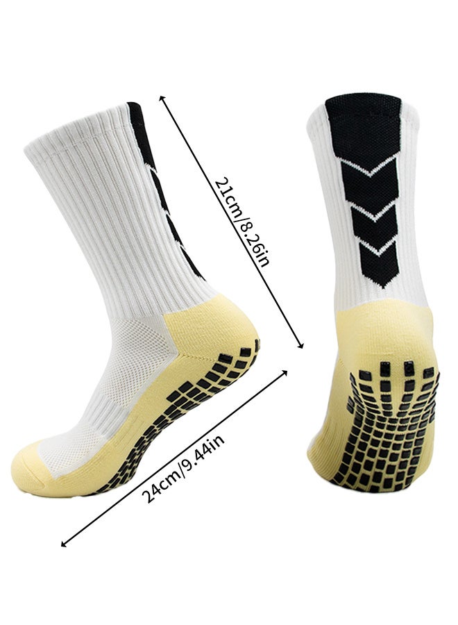 MAANGE 4Pairs Soccer Socks Anti Slip Athletic Socks Non Slip Football Basketball Socks with Grip Pads 2P black 2P white - Image 3