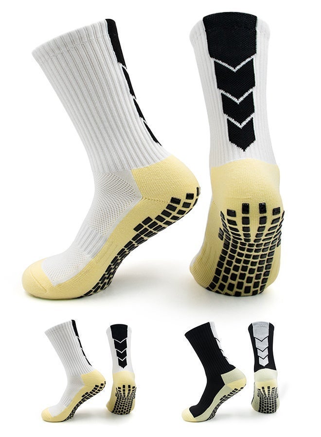 MAANGE 4Pairs Soccer Socks Anti Slip Athletic Socks Non Slip Football Basketball Socks with Grip Pads 2P black 2P white - Image 2