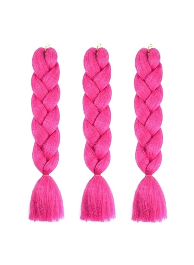 Hot Pink Fuchsia Kanekalon Braiding Hair Extensions for Box Braids & Afro Styles - 60cm Long - Professional Synthetic Hair - Image 2