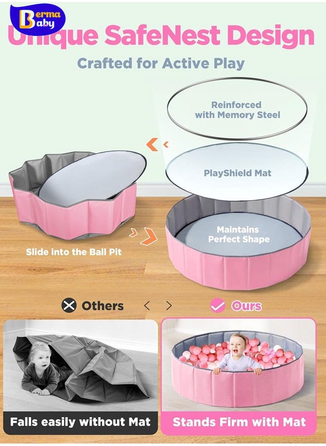 Berma Baby Baby Ball Pit for Toddlers,Folding Portable Ball Pool Ball Pit Ocean Ball Macaroon Colorful Pit Water Pool Ocean Wave Ball for Kids Playhouse Pool Ball Pit Accessories  (Baby Ball Pit)  - Image 2