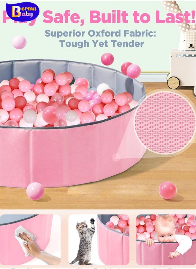 Berma Baby Baby Ball Pit for Toddlers,Folding Portable Ball Pool Ball Pit Ocean Ball Macaroon Colorful Pit Water Pool Ocean Wave Ball for Kids Playhouse Pool Ball Pit Accessories  (Baby Ball Pit)  - Image 5