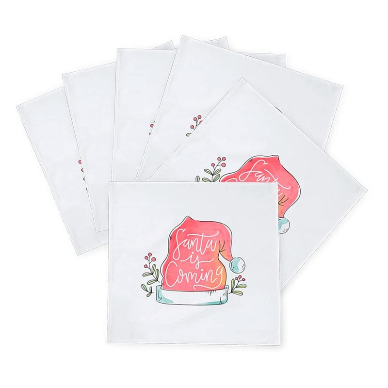 Khakee 6 Pcs Christmas Theme Silk Table Napkins 10x 10 for Xmas Decoration Christmas OrnamentsChristmas Giftxmas21604 - Image 2