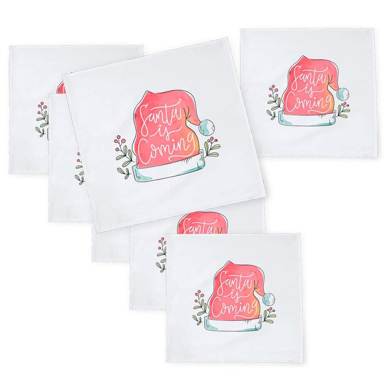 Khakee 6 Pcs Christmas Theme Silk Table Napkins 10x 10 for Xmas Decoration Christmas OrnamentsChristmas Giftxmas21604 - Image 1