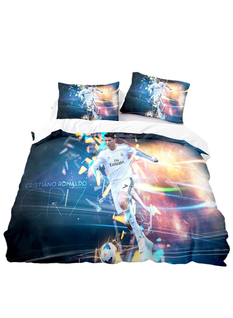 3pc creative 3d printing creative printing 1 quilt cover 2 pillowcases fashion set football star Ronaldo - Image 1