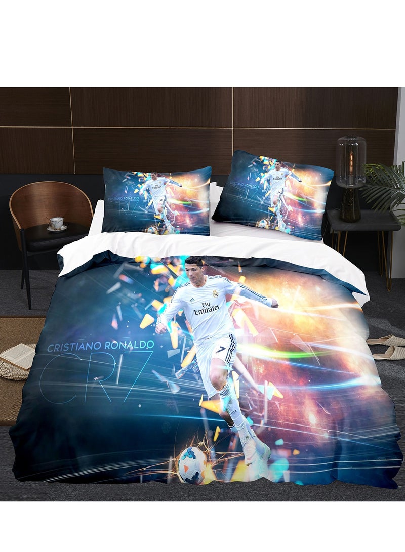 3pc creative 3d printing creative printing 1 quilt cover 2 pillowcases fashion set football star Ronaldo - Image 2