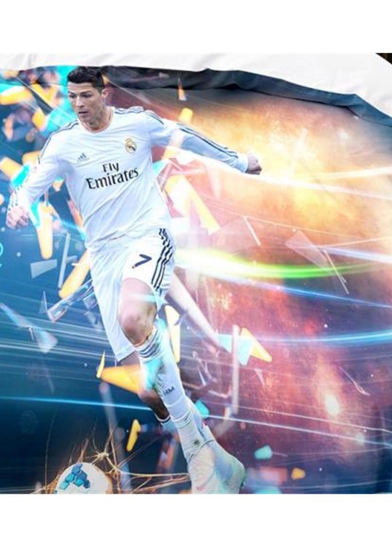 3pc creative 3d printing creative printing 1 quilt cover 2 pillowcases fashion set football star Ronaldo - Image 4