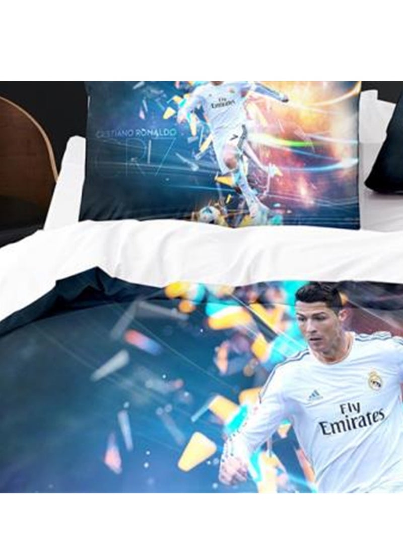 3pc creative 3d printing creative printing 1 quilt cover 2 pillowcases fashion set football star Ronaldo - Image 3