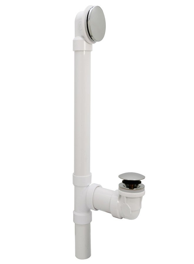 Westbrass A493244H-05 14" Sch. 40 PVC Bath Waste & Overflow Assembly with Illusionary Faceplate and Tip-Toe Drain Plug, Polished Nickel - Image 3