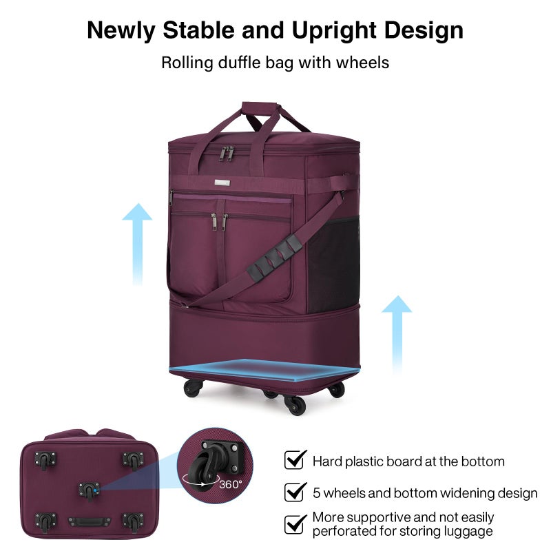 MILADA Expandable Luggage Bags for Travel Foldable Suitcase with Wheels Collapsible Rolling Travel Duffle Bag Lightweight Large Suitcases without Telescoping Handle, Purple - Image 4