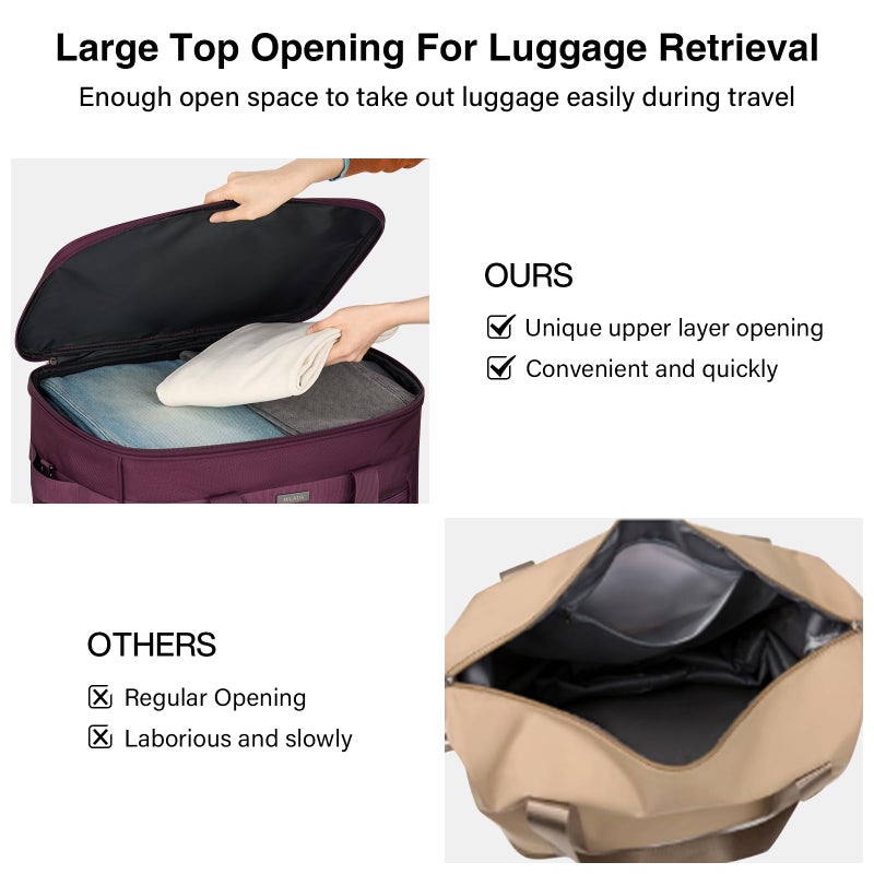MILADA Expandable Luggage Bags for Travel Foldable Suitcase with Wheels Collapsible Rolling Travel Duffle Bag Lightweight Large Suitcases without Telescoping Handle, Purple - Image 3
