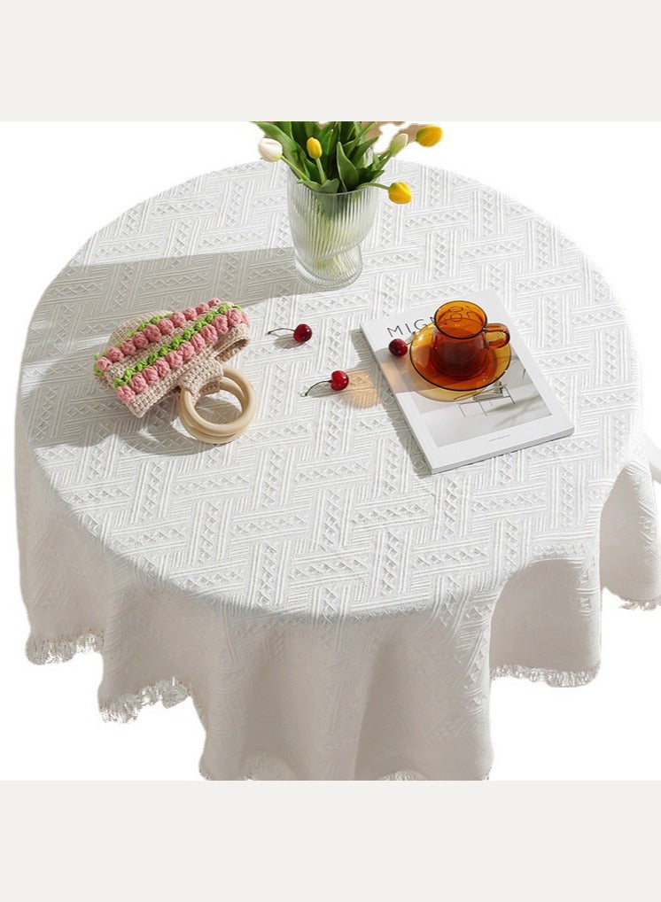 Lace Tablecloth - Crochet Tablecloth for Round Coffee Table,White 180 x 180cm - Image 1
