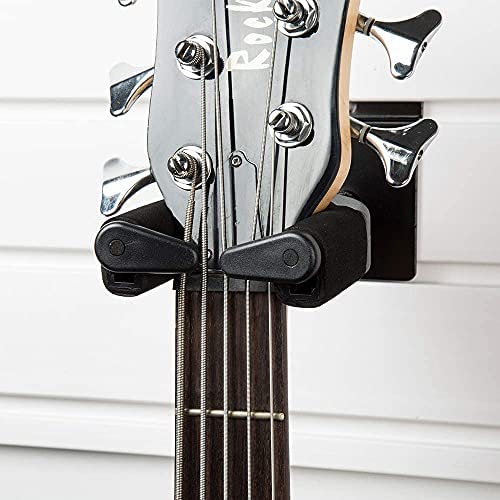 MUSTANG Guitar Hanger For Wall Black 1 Pack, Guitar Wall Mount, Guitar Holder Stands, Auto Lock Guitar Holder Stands For Wall For Classical Guitar, Electric Acoustic Bass Guitar - Image 1