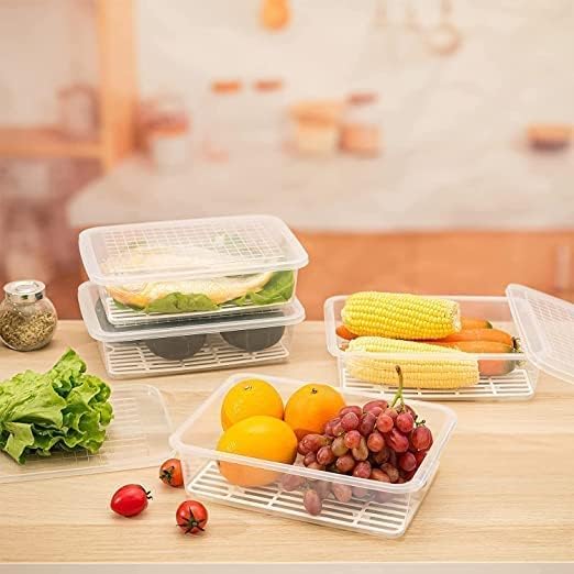 Netiva Fridge Storage Boxes(Pack of 6) Fridge Organizer With Removable Drain Plate Tray, Fridge Storage Container (2500 Ml) - Image 5