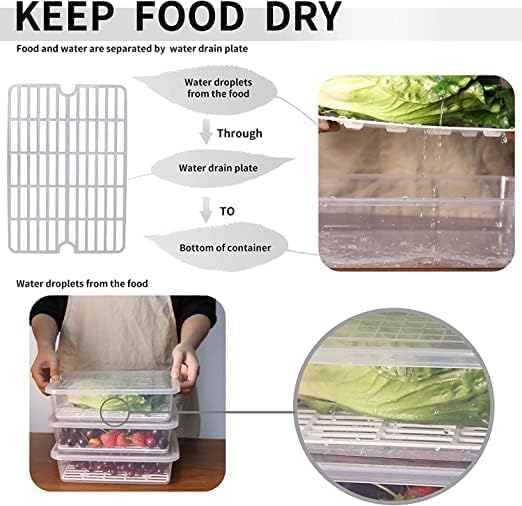 Netiva Fridge Storage Boxes(Pack of 6) Fridge Organizer With Removable Drain Plate Tray, Fridge Storage Container (2500 Ml) - Image 2