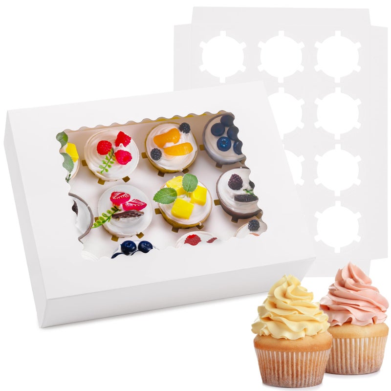 Hoewina 6PCS Cupcake Boxes - Hold 12 Count Cupcake Containers with Window  Food Grade Cupcake Holder Easy Transport and Presentation - Ideal for Cupcakes  Desserts  and More - Image 1
