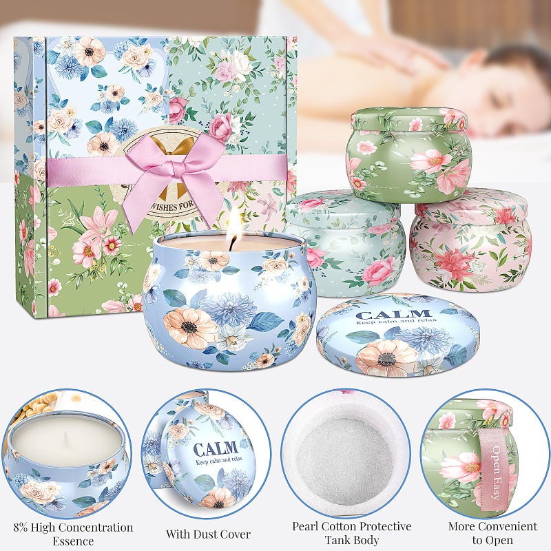 BlissfulOasis Scented Candles Set, 17.6 oz 4 Pack Home Scented Candles, 100-120 Hours Candle Set for Men and Women, Long Lasting Soy Wax Aromatherapy Gift for Birthday, Valentine's Day, Mother's Day - Image 4