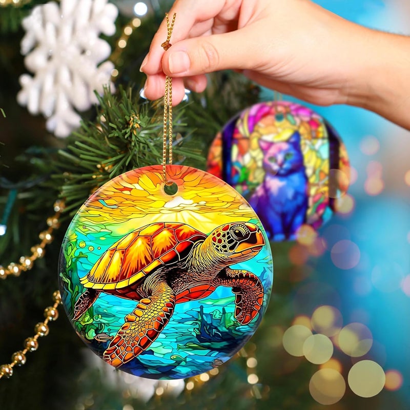 Touber Christmas Ornament, Christmas Decoration, Holiday Present Idea, Heirloom Keepsake, Round Ceramic, Gift Exchange, Gift Idea, Sea Turtle - Image 5