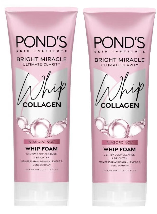 Pond's Bright Miracle Ultimate Clarity Whip Collagen Niasorcinol Facial Foam 100g X 2 - Image 1