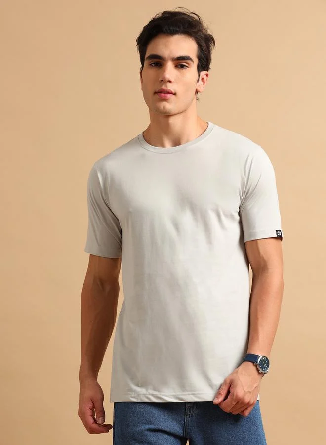 Bushirt Bushirt Solid Round Neck Short Sleeve T-Shirt