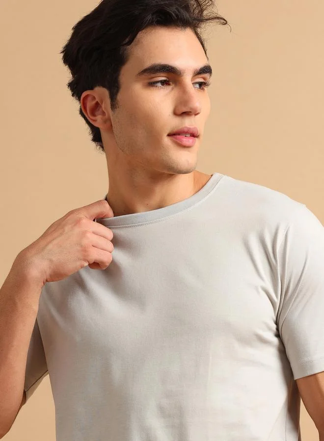 Bushirt Bushirt Solid Round Neck Short Sleeve T-Shirt