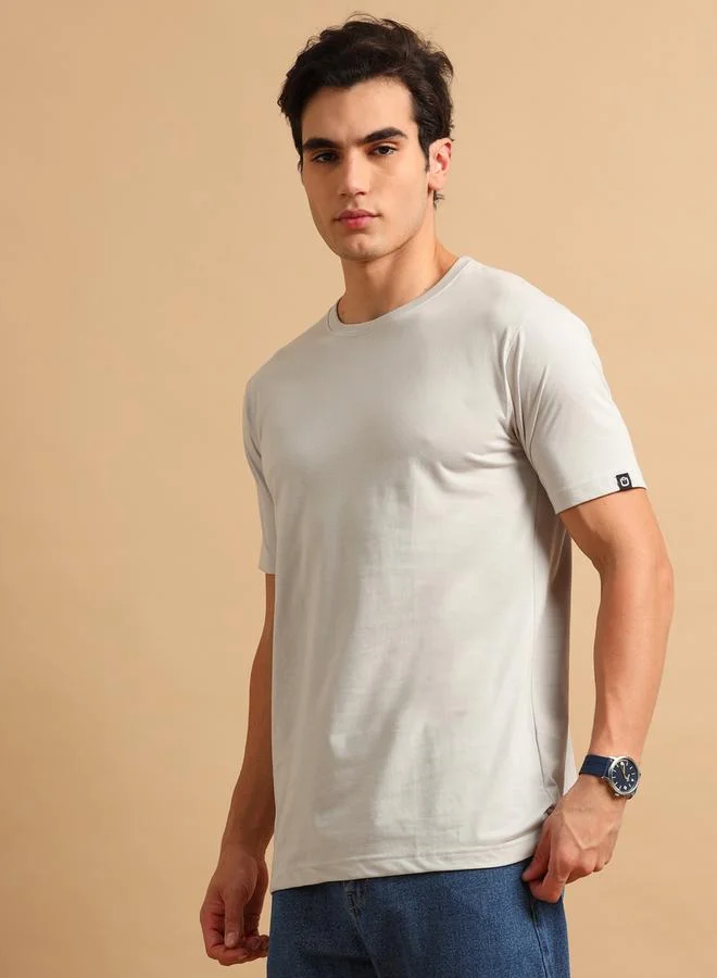 Bushirt Bushirt Solid Round Neck Short Sleeve T-Shirt