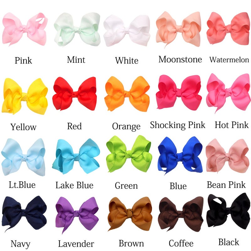 JOYOYO 40PCS 3Inch Hair Bows for Girls Grosgrain Ribbon Bow Toddler Hair Accessories with Alligator Clips in 20 Color Pairs for Baby Girls Kids Toddlers Teens - Image 3