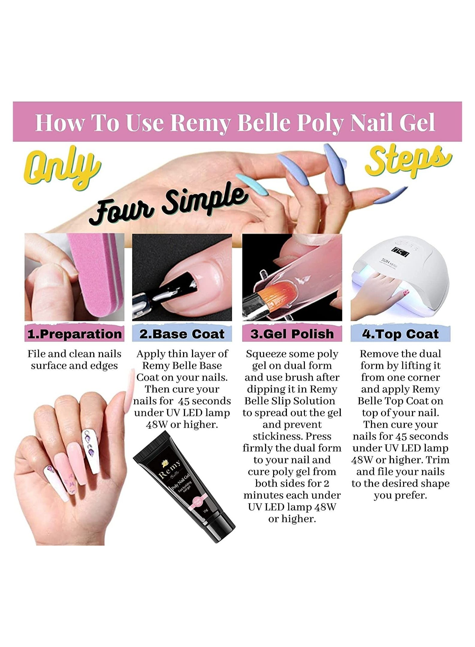 Poly Extension Gel Nail Kit 6 Colours Popular for Art Design (Nude) 