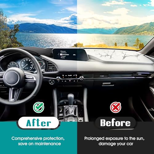 FIILINES Dash Cover for 2019-2025 Mazda 3, Dashboard Mat Accessories Dash Cover Sunshade Nonslip Mesh Protector No Glare Black - Image 4