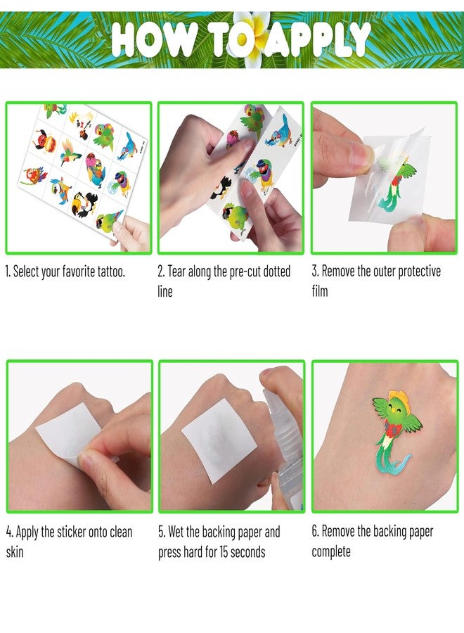 91TATTOOS 96 PCS Small Tropical Bird Pre-Cut Temporary Tattoos for Kids - Image 5