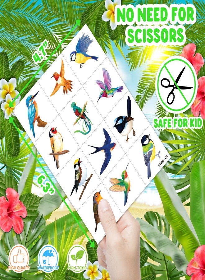 91TATTOOS 96 PCS Small Tropical Bird Pre-Cut Temporary Tattoos for Kids - Image 4