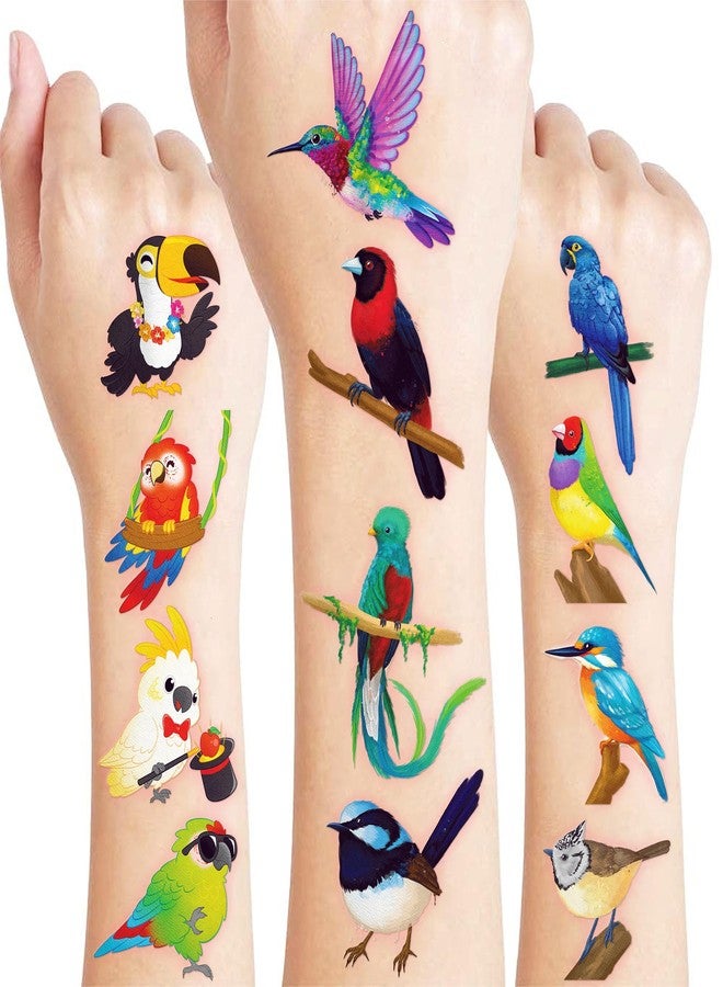 91TATTOOS 96 PCS Small Tropical Bird Pre-Cut Temporary Tattoos for Kids - Image 1