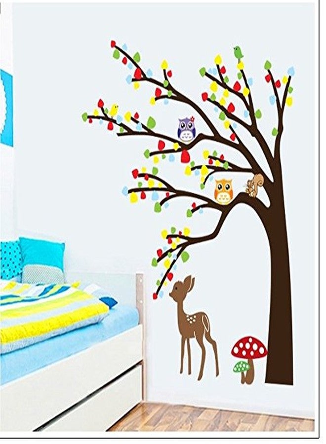 Asmi Collections Asmi collection PVC Wall Stickers Wall Decals Tree Birds Owl Deer AY9071 - Image 1