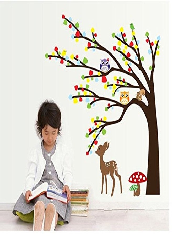 Asmi Collections Asmi collection PVC Wall Stickers Wall Decals Tree Birds Owl Deer AY9071 - Image 2