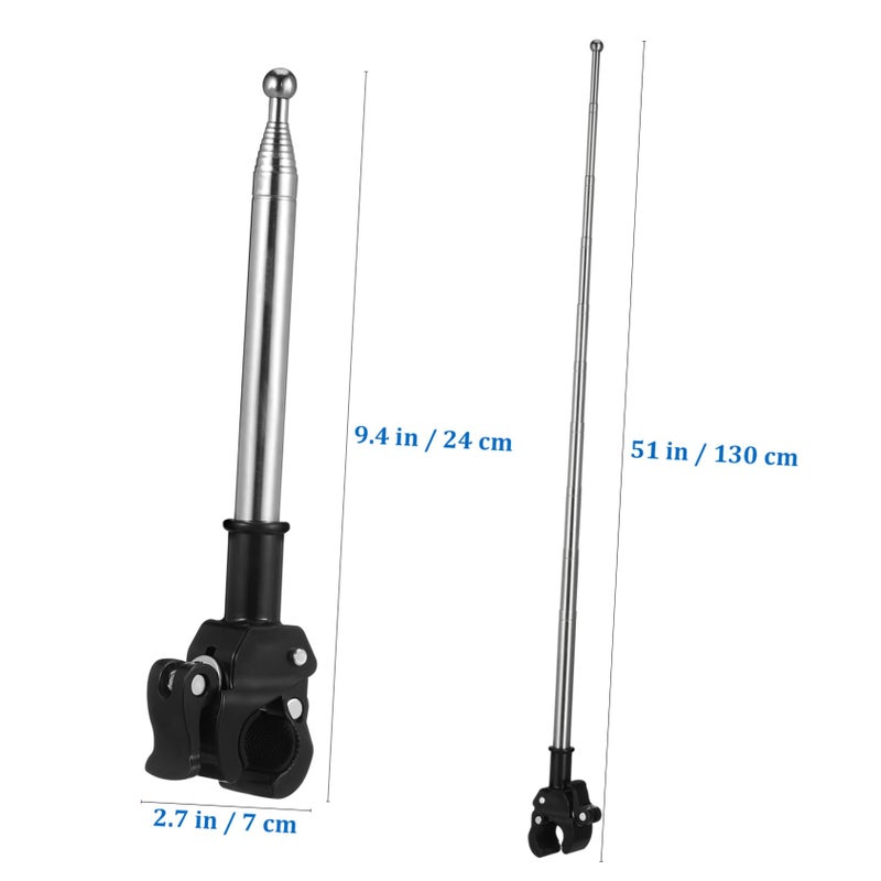 Retractable Motorcycle Handlebar Flag Pole Mount Stainless Steel Bracket 4 Pack - Image 3