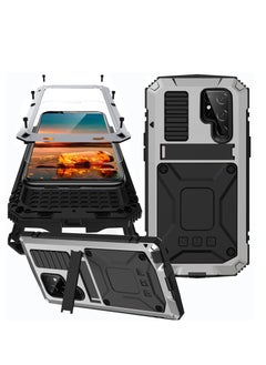 For Samsung S23 Ultra Phone Case, Metal Hard Armor Phone Cover with Camera Protection Heavy Duty metalicas Military Grade, Suitable for Galaxy S23 Ultra 5G 2023 Phone Case (Silver)