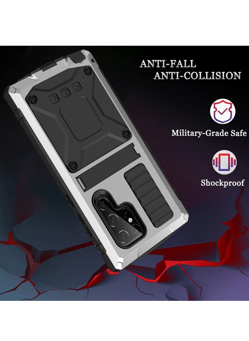 Excefore - For Samsung S23 Ultra Phone Case, Metal Hard Armor Phone Cover with Camera Protection Heavy Duty metalicas Military Grade, Suitable for Galaxy S23 Ultra 5G 2023 Phone Case (Silver) - Image 1