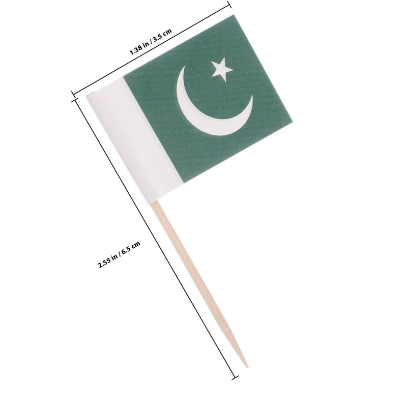 Pakistan Flag Toothpicks 100 Pcs Wooden Cake Decor Party Food Picks Independence Day - Image 3