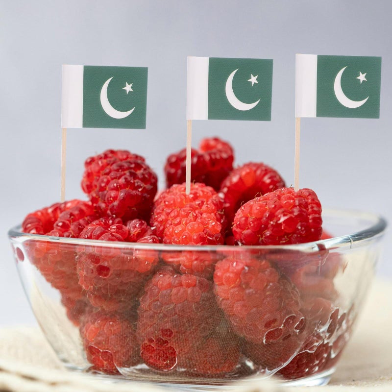 Pakistan Flag Toothpicks 100 Pcs Wooden Cake Decor Party Food Picks Independence Day - Image 5
