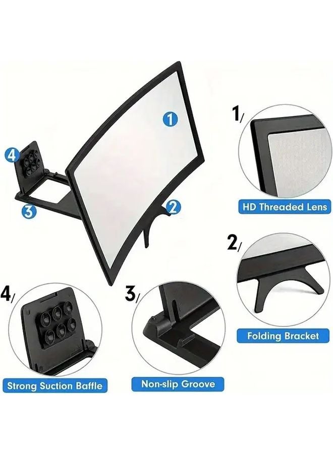 Black 14 Inch Foldable Phone Stand Screen Amplifier For Movies Videos Gaming - Image 5