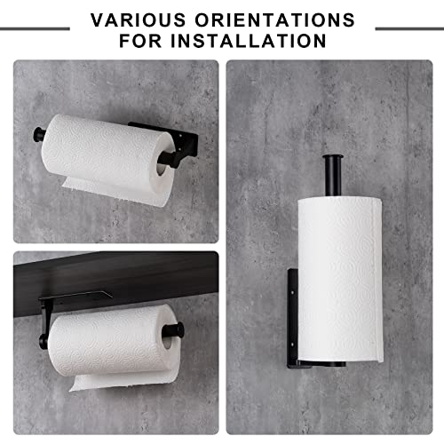 Honmein Paper Towel Holder, Aluminum Alloy Paper Towel Holders, Stylish Wall Mount and Under Cabinet Paper Towel Holders for Easy Access (Black) - Image 5